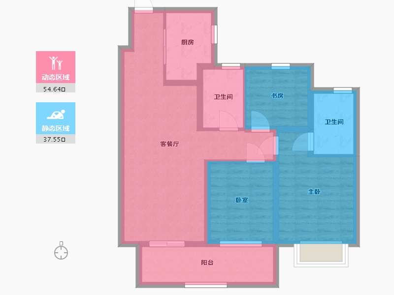 江苏省-南京市-佳源玖棠府-81.60-户型库-动静分区