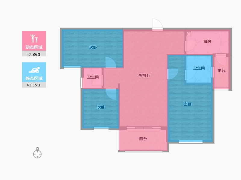 湖北省-天门市-华泰学府春天-84.80-户型库-动静分区