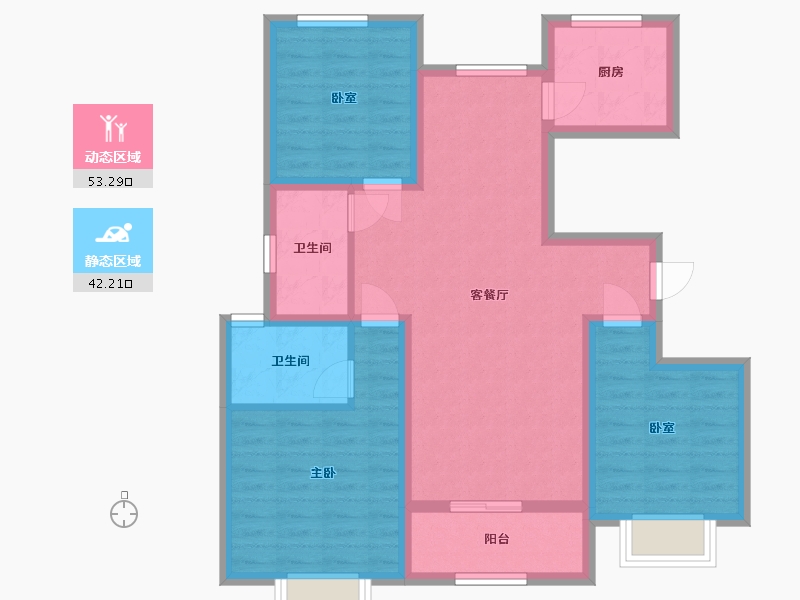 山东省-聊城市-朱霍三里-96.66-户型库-动静分区