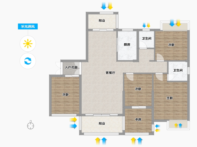 湖南省-永州市-恒祥御香山-123.00-户型库-采光通风