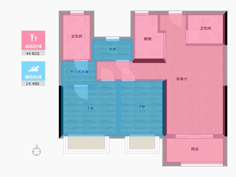 浙江省-嘉兴市-孔雀城塘院-70.80-户型库-动静分区