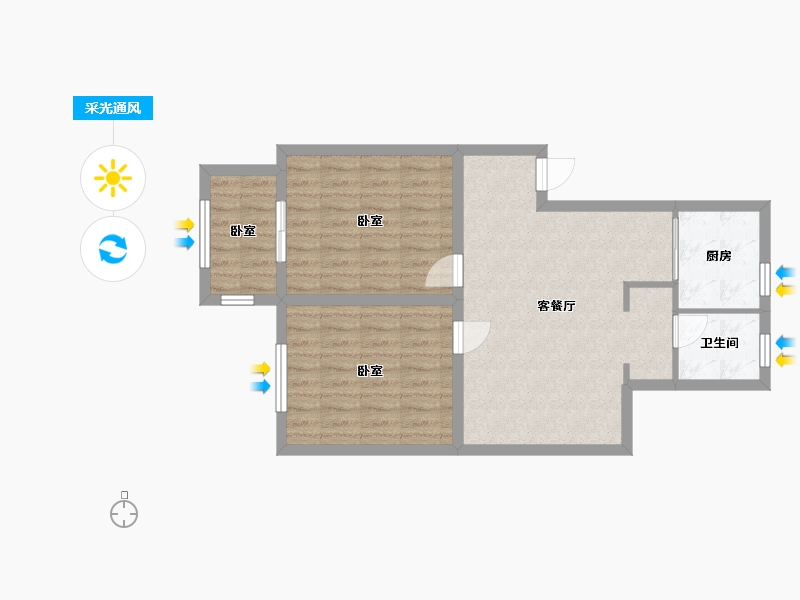 浙江省-杭州市-清浦苑-70.40-户型库-采光通风