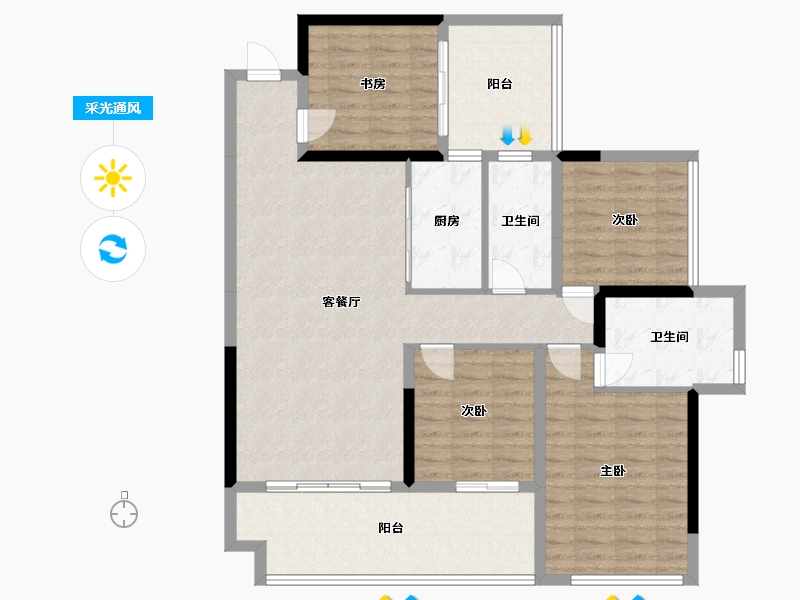 广西壮族自治区-河池市-悦恒天润府-124.00-户型库-采光通风