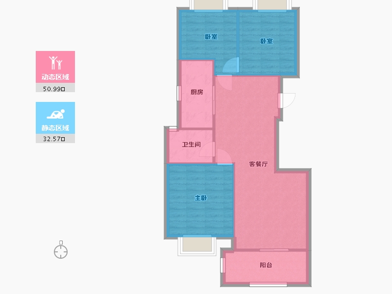 江苏省-镇江市-龙湖雅苑-84.80-户型库-动静分区