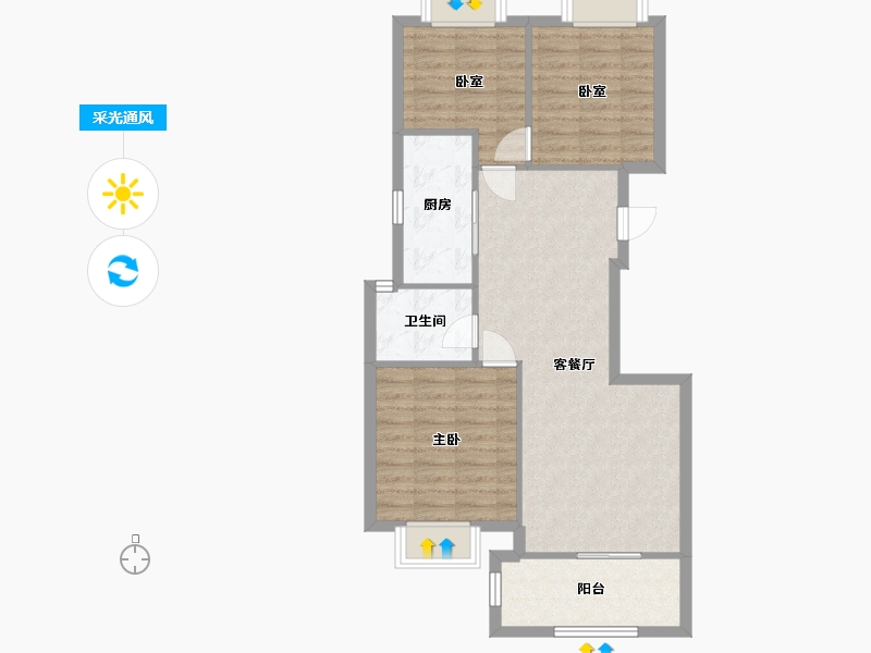 江苏省-镇江市-龙湖雅苑-84.80-户型库-采光通风