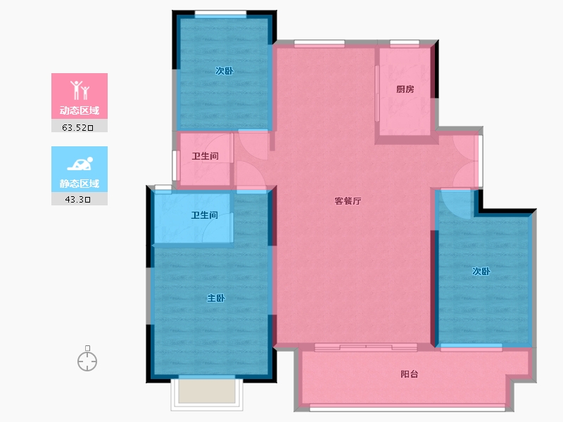 河南省-濮阳市-汇丰胜东花园-96.00-户型库-动静分区