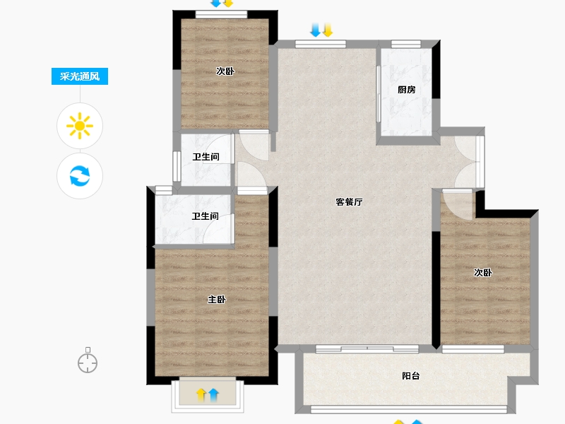 河南省-濮阳市-汇丰胜东花园-96.00-户型库-采光通风