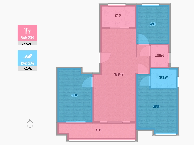 河北省-沧州市-宏宇紫云台新中式华宅智能社区-98.00-户型库-动静分区