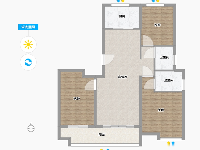 河北省-沧州市-宏宇紫云台新中式华宅智能社区-98.00-户型库-采光通风