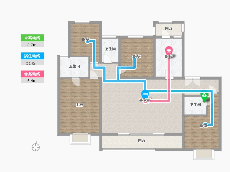 陕西省-西安市-御锦城-1期-136.00-户型库-动静线