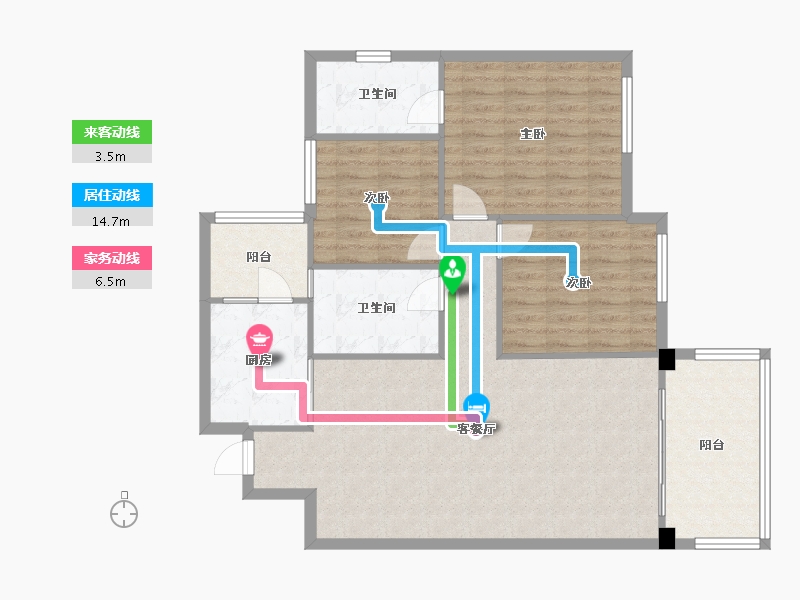 广东省-广州市-碧桂园豪园鹤鸣苑-94.85-户型库-动静线