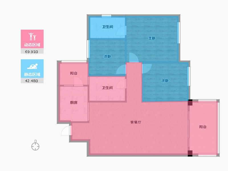 广东省-广州市-碧桂园豪园鹤鸣苑-94.85-户型库-动静分区