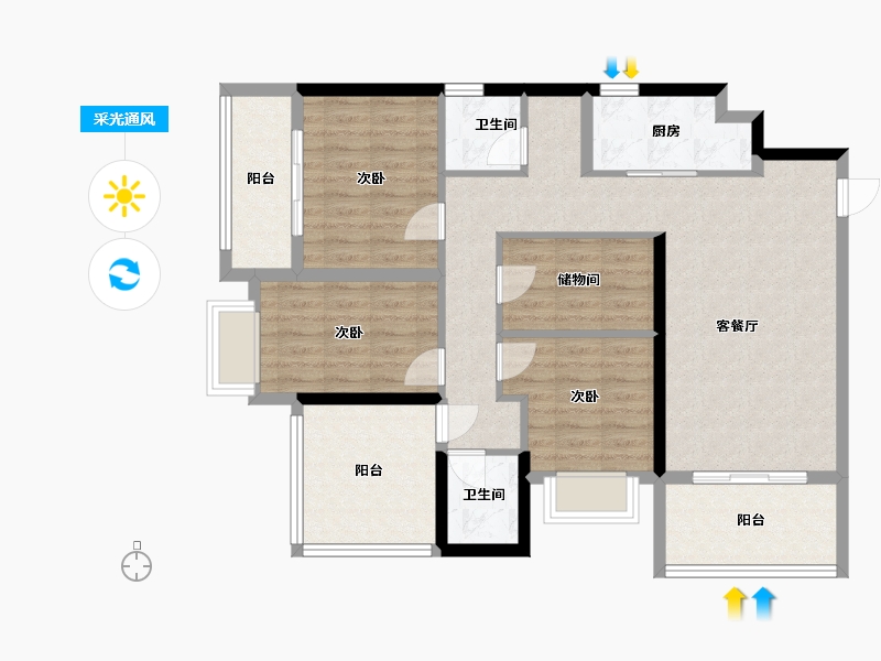 贵州省-贵阳市-万科翡翠公园-102.00-户型库-采光通风