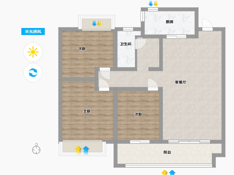 山东省-潍坊市-万华悦府-93.60-户型库-采光通风