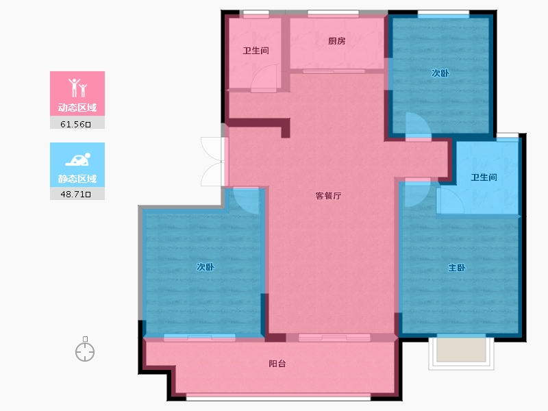 新疆维吾尔自治区-石河子市-菏建国府-113.71-户型库-动静分区