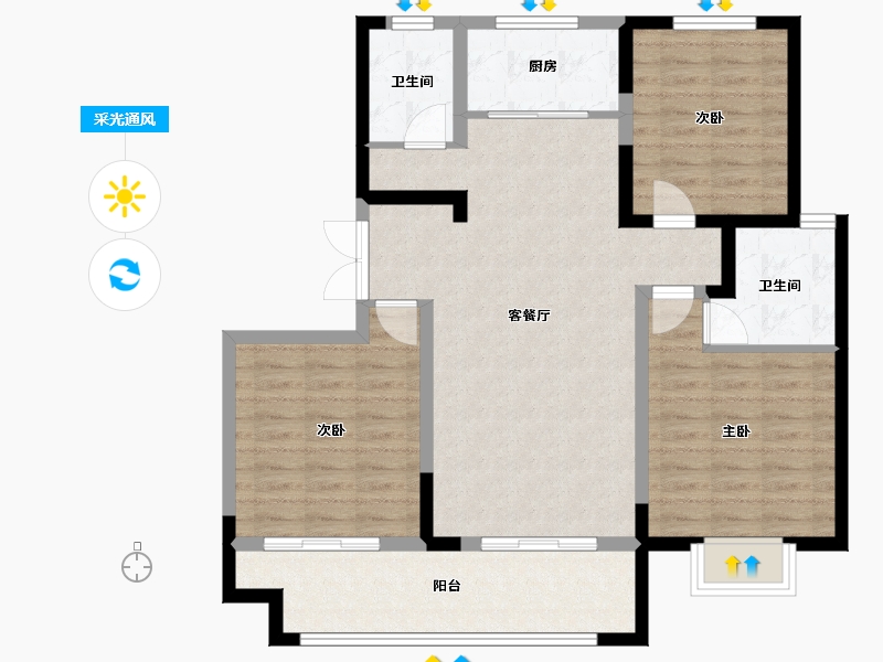 新疆维吾尔自治区-石河子市-菏建国府-113.71-户型库-采光通风