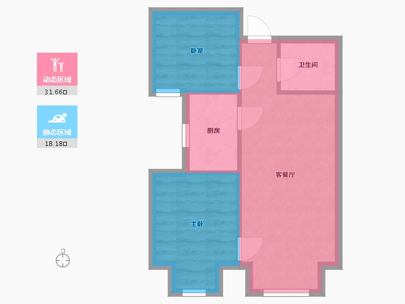 新疆维吾尔自治区-乌鲁木齐市-友好宜和嘉园九家湾小区-57.60-户型库-动静分区