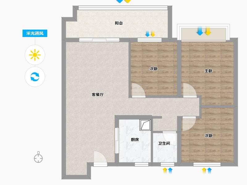 安徽省-阜阳市-石榴学府壹号-83.90-户型库-采光通风