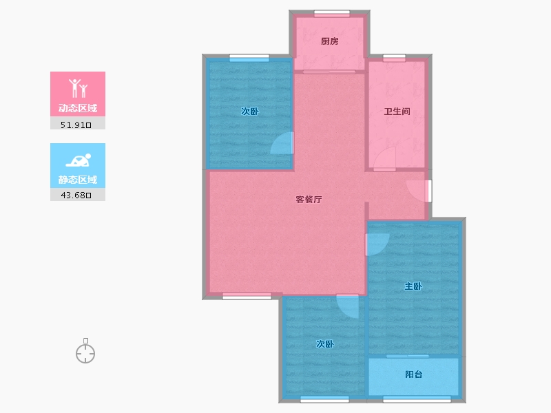 天津-天津市-晨晖北里-86.40-户型库-动静分区