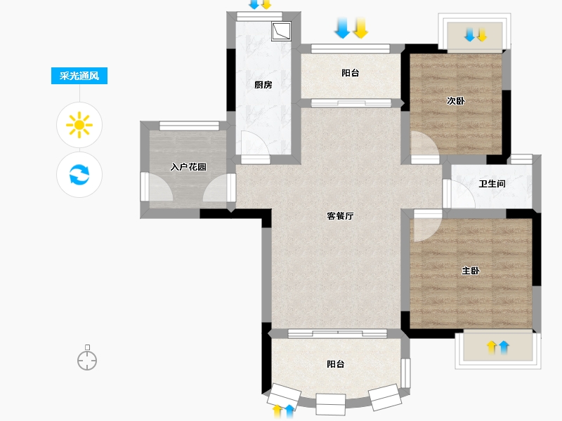 江西省-赣州市-江湾壹号-69.60-户型库-采光通风