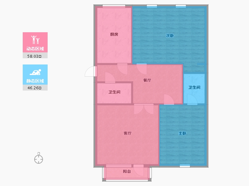 天津-天津市-翠亨村-96.80-户型库-动静分区