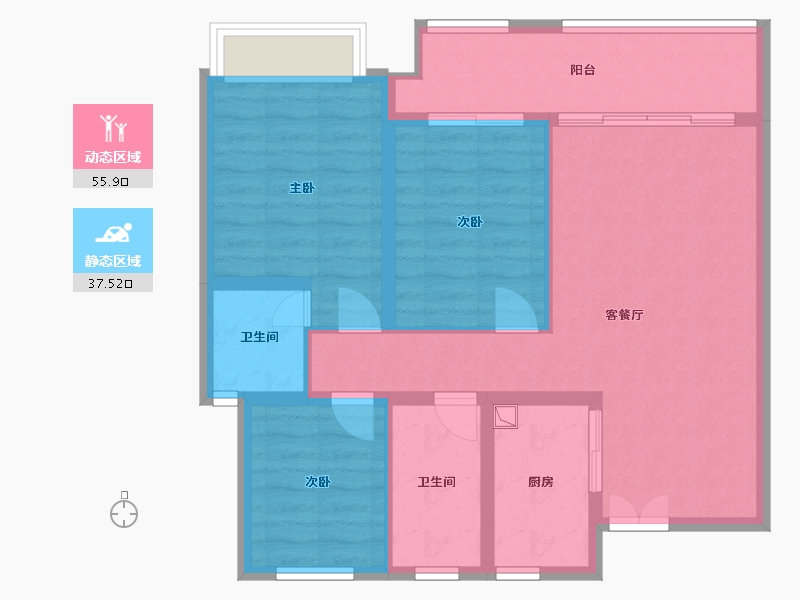 山东省-临沂市-东蒙新天地-102.40-户型库-动静分区