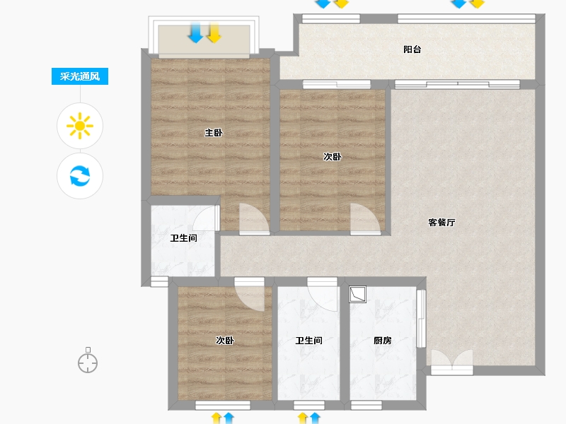 山东省-临沂市-东蒙新天地-102.40-户型库-采光通风