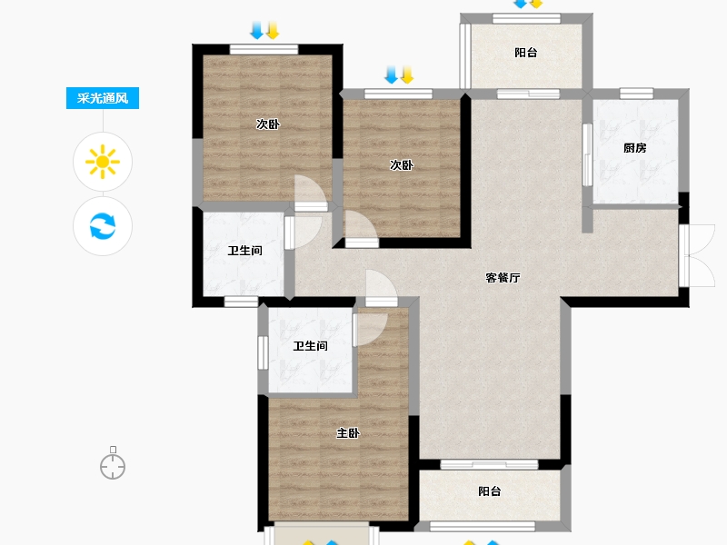 河南省-焦作市-中嘉家园-95.00-户型库-采光通风