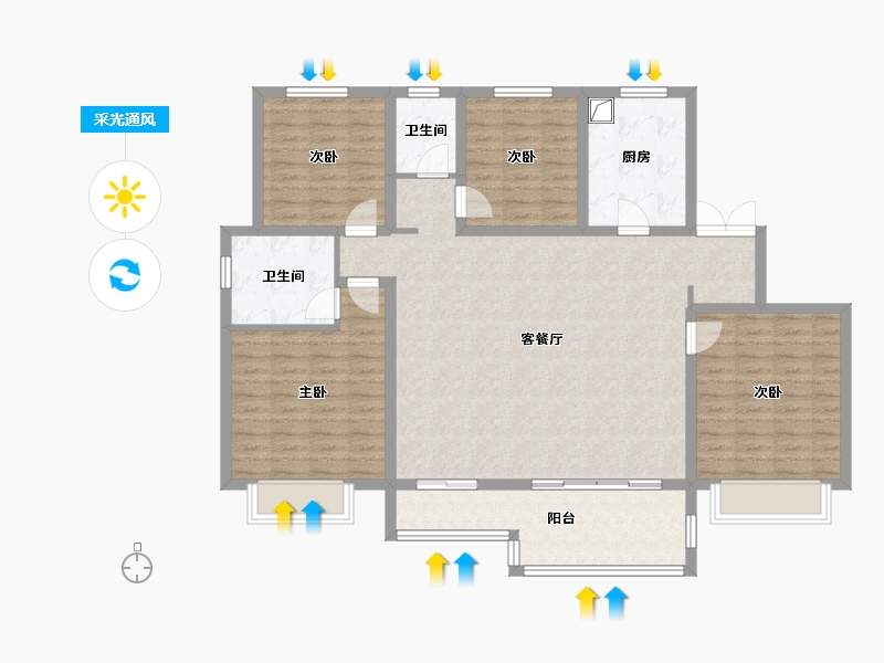 山西省-晋中市-靖烨新府-142.80-户型库-采光通风