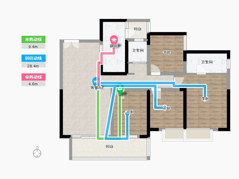 四川省-成都市-成都滨湖长滩花园B区-137.00-户型库-动静线