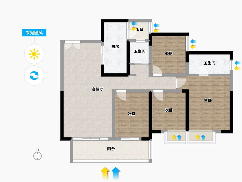 四川省-成都市-成都滨湖长滩花园B区-137.00-户型库-采光通风