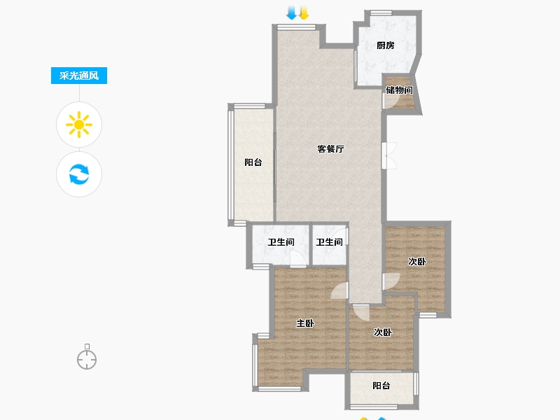 浙江省-温州市-嘉华锦苑-120.10-户型库-采光通风