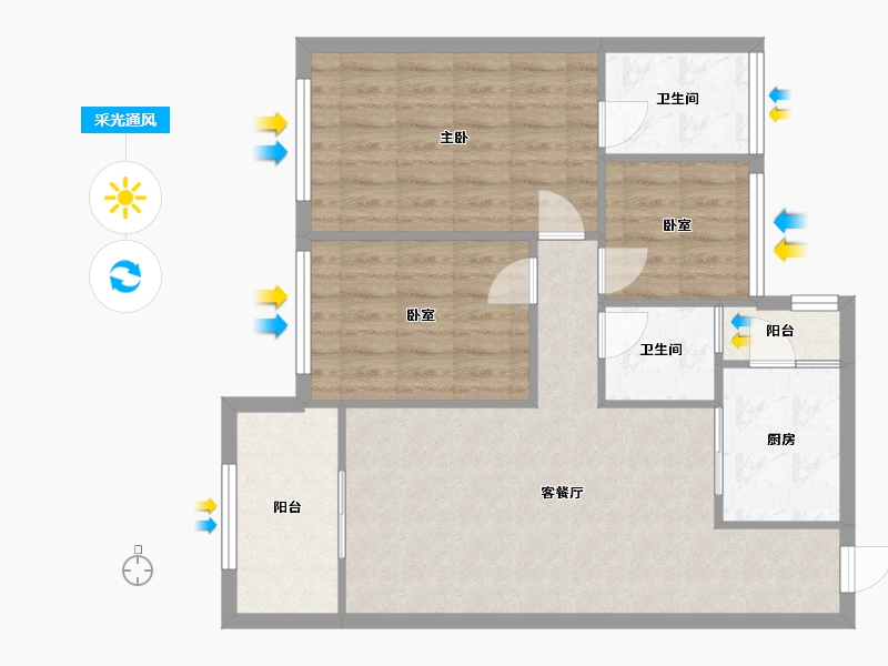 广东省-佛山市-电建洺悦华府-81.54-户型库-采光通风