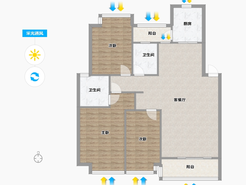 安徽省-合肥市-新华学府春天-98.08-户型库-采光通风