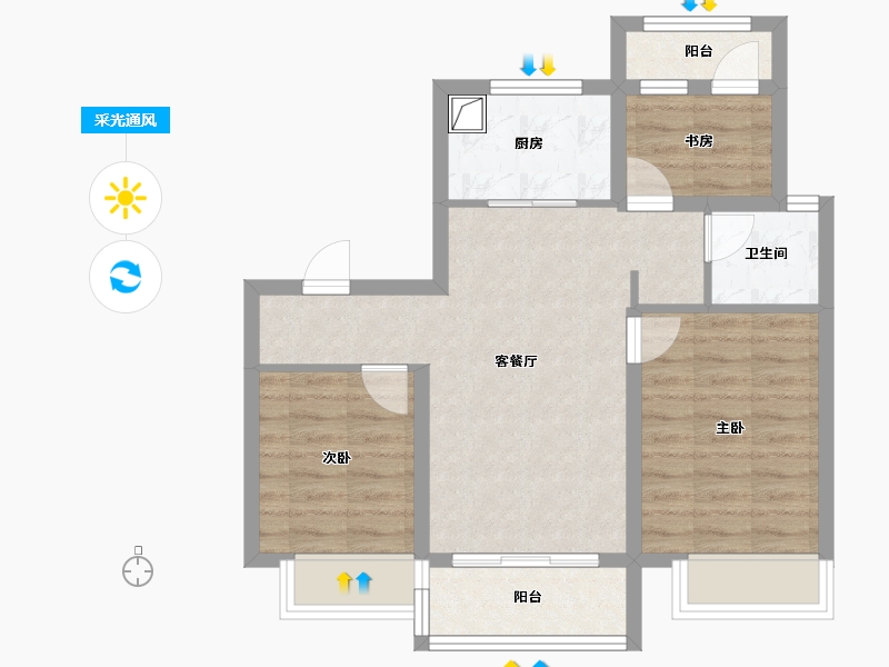 山东省-济南市-绿城春来晓园-78.40-户型库-采光通风