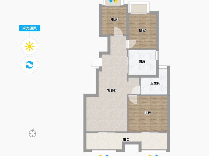 江苏省-苏州市-岚翠雅苑-69.60-户型库-采光通风