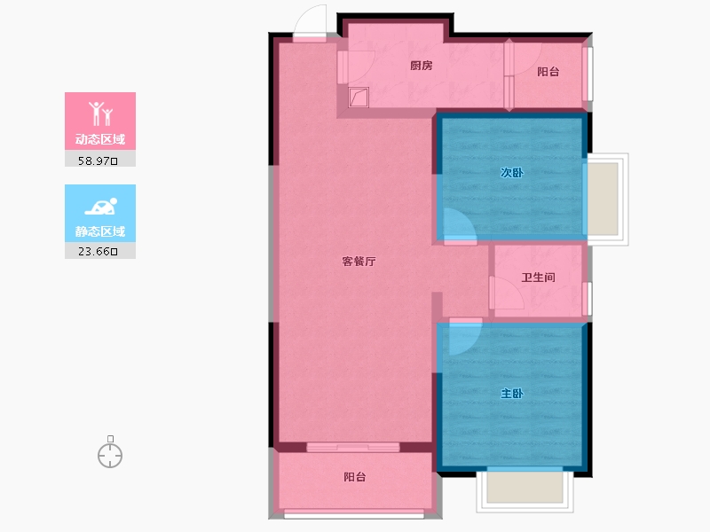 陕西省-咸阳市-渭柳佳苑-75.63-户型库-动静分区