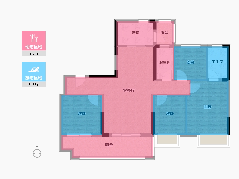 四川省-眉山市-碧桂园-97.60-户型库-动静分区