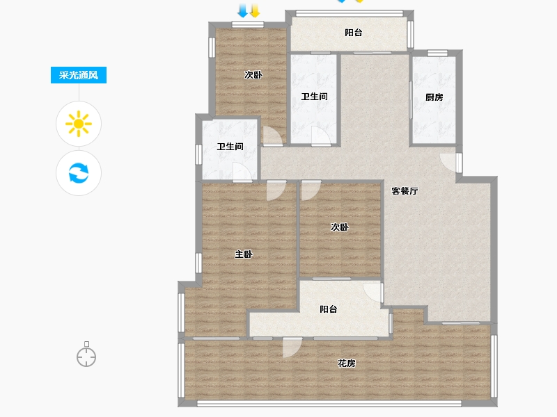 江苏省-苏州市-阳光水榭花园-122.00-户型库-采光通风