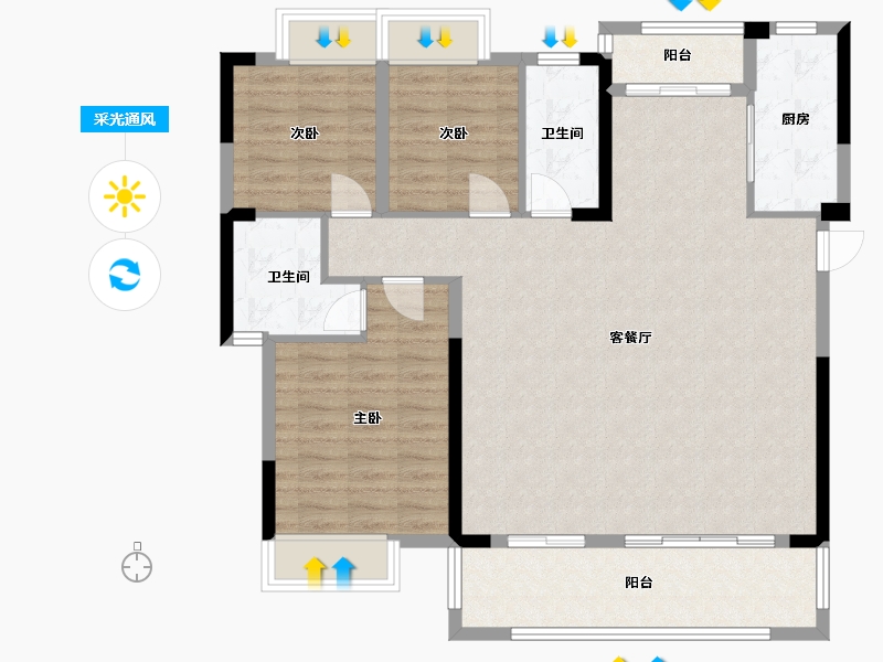 江西省-赣州市-书香名第-111.54-户型库-采光通风