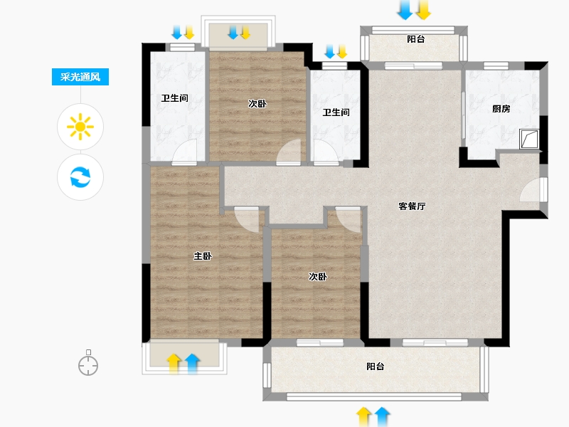 江西省-赣州市-富力现代城-106.40-户型库-采光通风