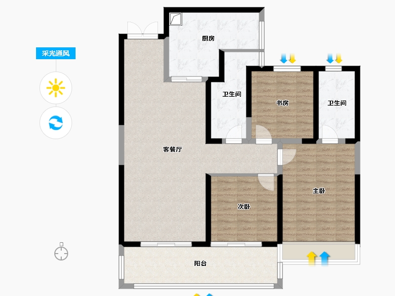 江苏省-无锡市-金科蠡湖煦苑-116.00-户型库-采光通风