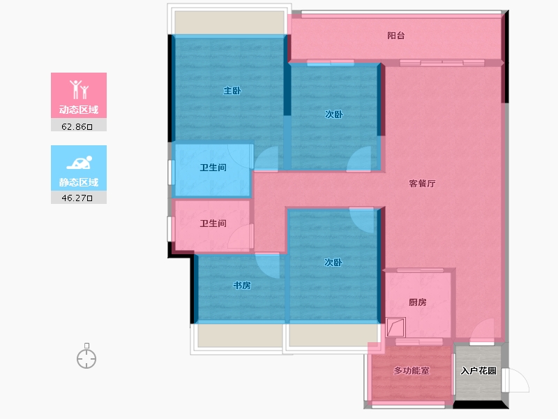 贵州省-六盘水市-湾田盘州盛世-119.67-户型库-动静分区