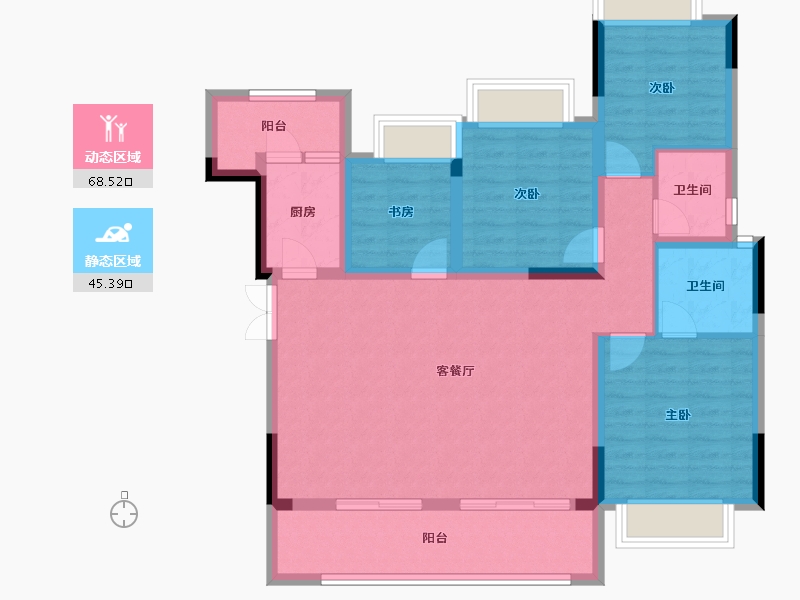 重庆-重庆市-华美翡丽山-106.00-户型库-动静分区