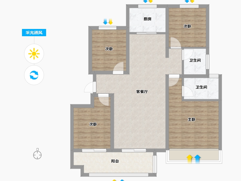 河南省-濮阳市-恒旺政和府-110.40-户型库-采光通风