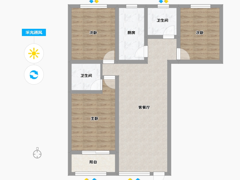 陕西省-咸阳市-警苑小区-101.51-户型库-采光通风