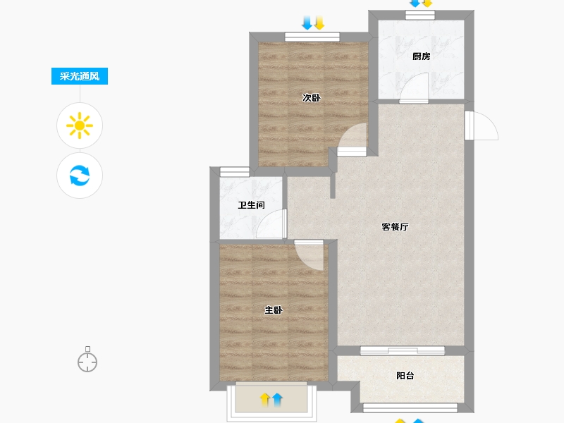 河北省-石家庄市-盛景八方-68.00-户型库-采光通风