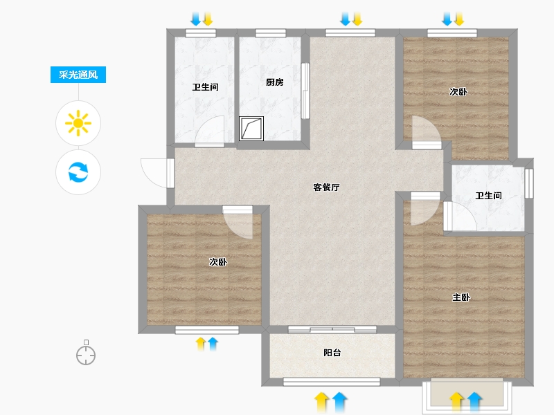 山西省-晋城市-桃园小区-96.80-户型库-采光通风