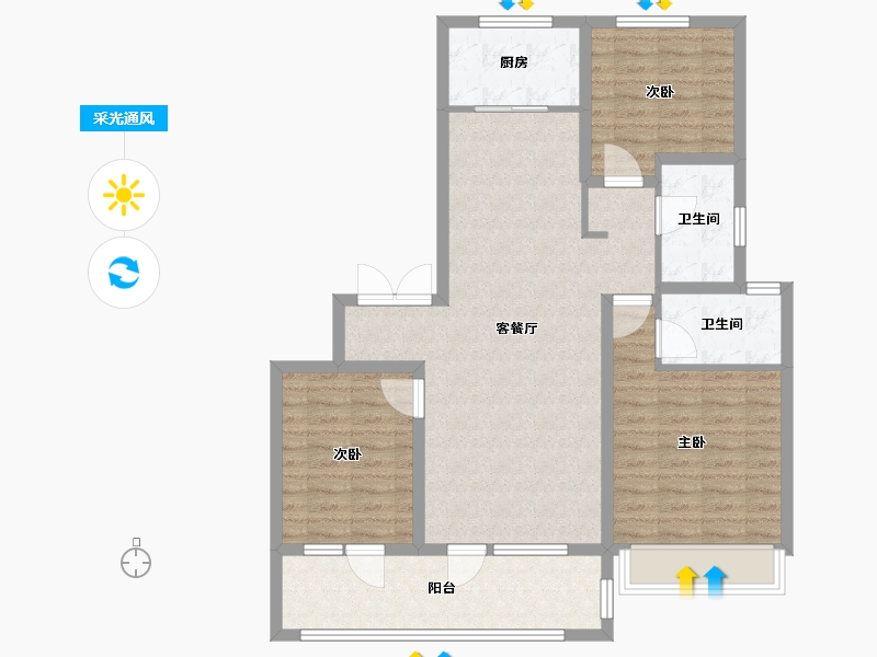 山东省-滨州市-惠众花园-101.00-户型库-采光通风