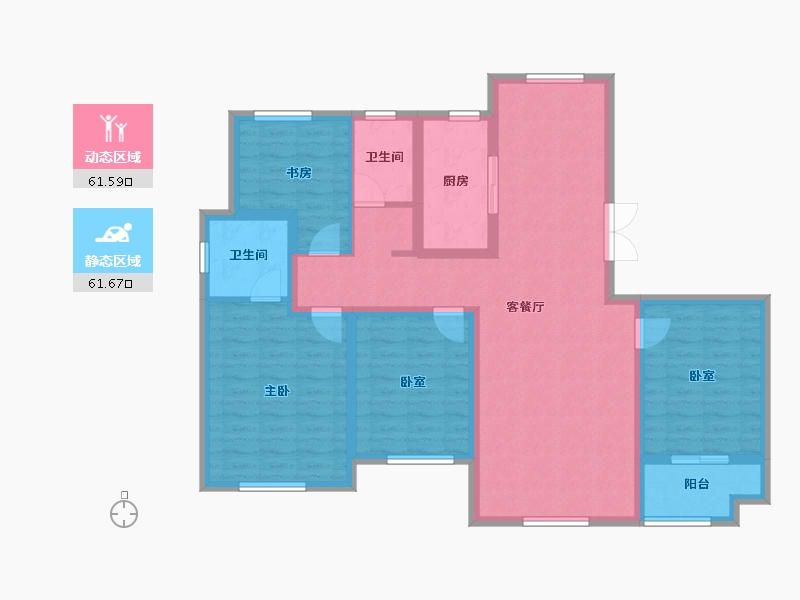 山东省-潍坊市-滨北雅苑-109.69-户型库-动静分区